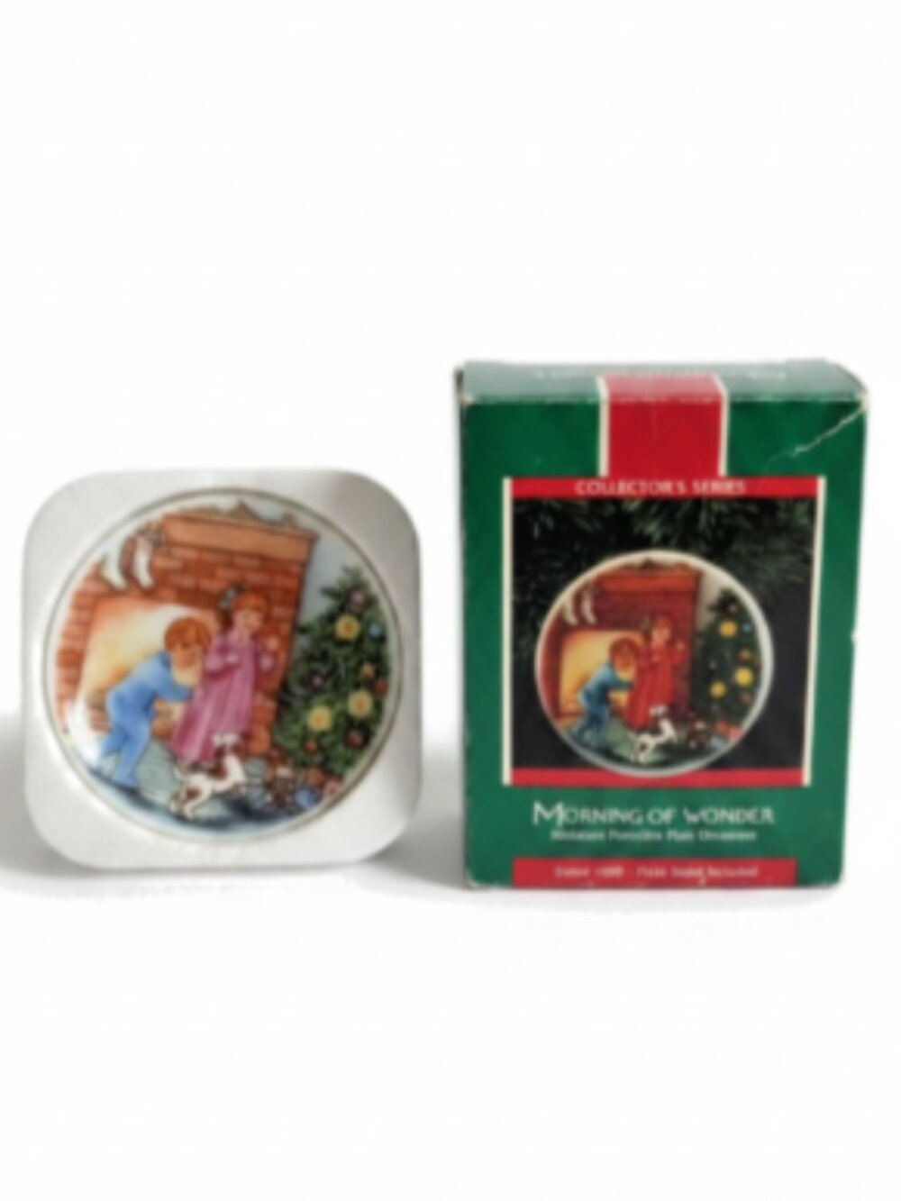 Hallmark Keepsake Ornament 1988 Waiting for Santa Plate IOB Porcelain